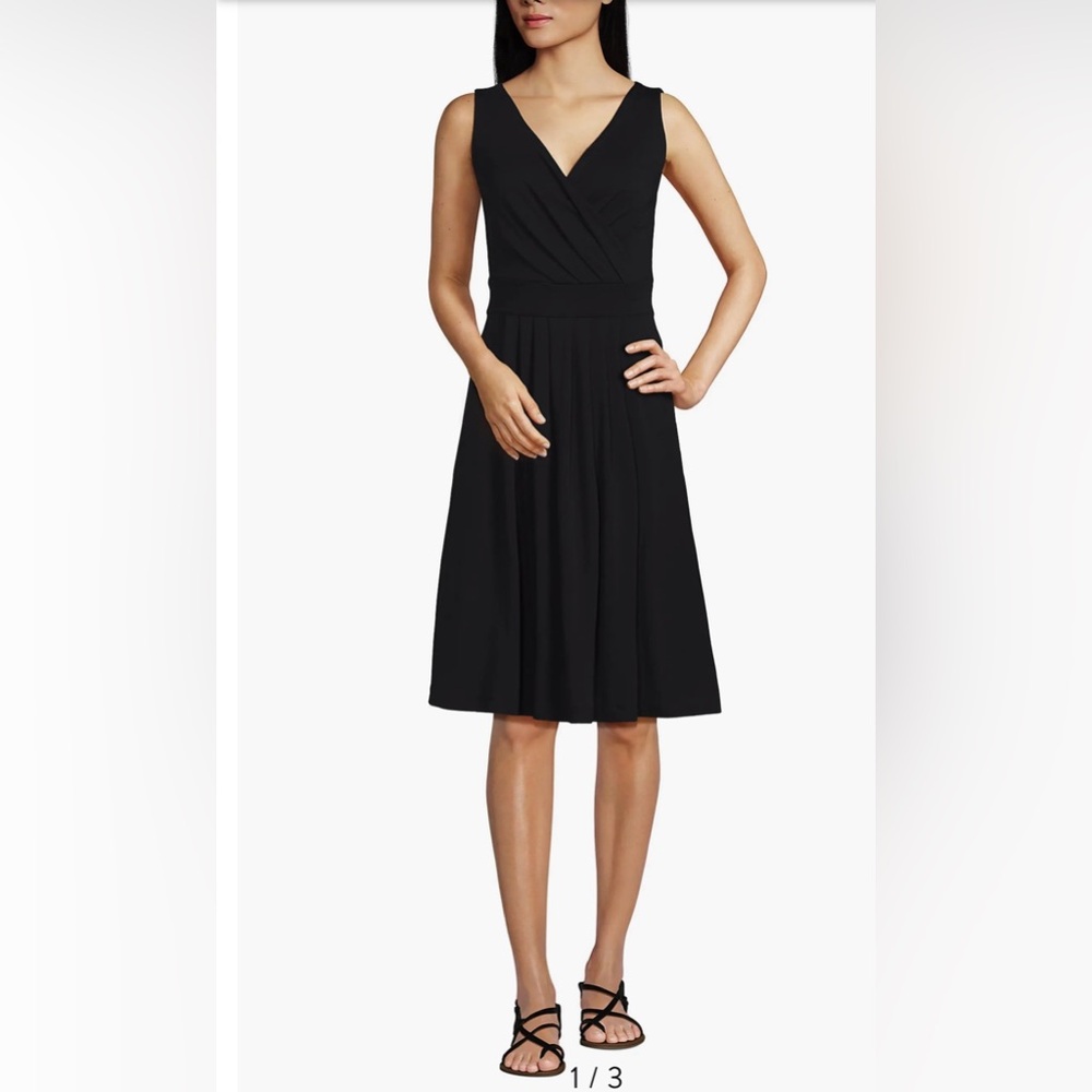 Lands' End Dark Navy Fit and Flare  Dress